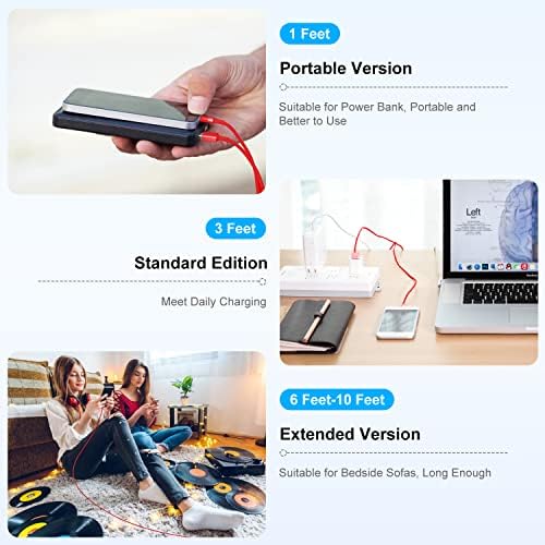 6-Foot Apple MFi Certified Charging Cable – 3 Pack Lightning to USB Cords for Fast Charging i Phone 14/13/12/11/XS/XR/i Pad – Durable Design with Extended Reach for Effortless Device Use – High-Speed, Reliable Connection for Home, Office, and Travel