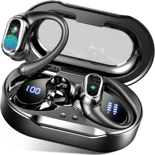 High-Performance Wireless Earbuds – 2025 Bluetooth 5.4 Headphones with Superior ENC Noise Canceling Mic, IP7 Waterproof Construction, Secure Fit Earhooks for Active Lifestyles, Dual LED Battery Indicator – Premium Sound Quality for Workouts and Outdoor Activities