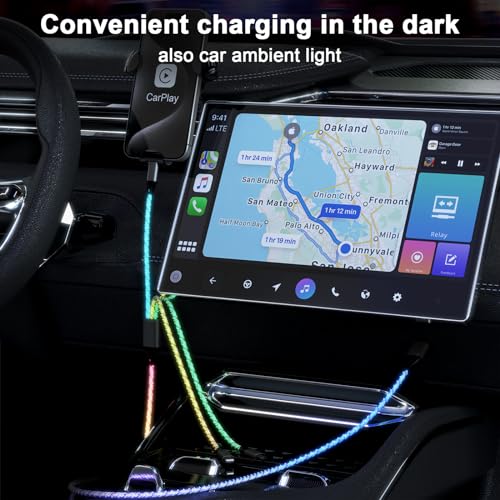 Illuminate Your Charging Experience with the 6 FT LED Light Up Flowing i Phone Charger – MFi Certified Lightning Cable for Fast Charging and Data Sync – Compatible with All Apple Devices Including i Phone 14/13/12/Pro/11/X/XS/XR/8/7/6/5 S/SE and i Pad – Stylish Glowing Indicator for Low-Light Visibility and Enhanced Durability