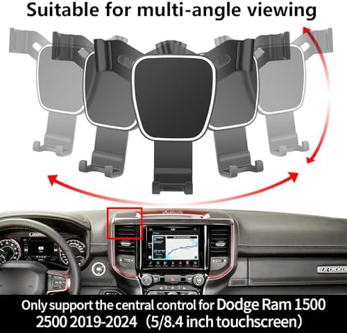 Dodge Ram 1500 & 2500 Premium Car Phone Holder (2019-2025) – Secure Touchscreen Mount for 5 & 8.4 Inch Displays – Enhance Driving Safety with Adjustable Viewing Angles – Durable Mobile Cradle for Effortless Navigation and Hands-Free Use