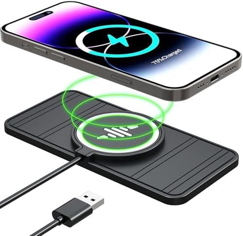 LANSEMKU 15 W Fast Wireless Car Charger Pad – Custom Fit Qi Charging Station for i Phone 12-16 & Samsung S22/S23 – Trim-to-Fit Design for Effortless Vehicle Integration, No Interior Damage, 30 cm Cable for Optimal Placement – Elevate Your Drive with Seamless Power Delivery