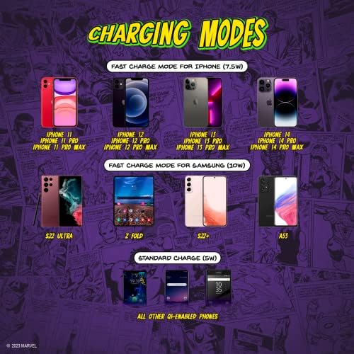 Marvel Avengers Black Panther 10 W Wireless Charging Pad – Sleek Qi-Compatible Station with LED Indicator for All Devices – Ultimate Gift for Marvel Fans and Black Panther Enthusiasts – Fast Charging and Stylish Design for Home or Travel Use – Official Marvel Merchandise