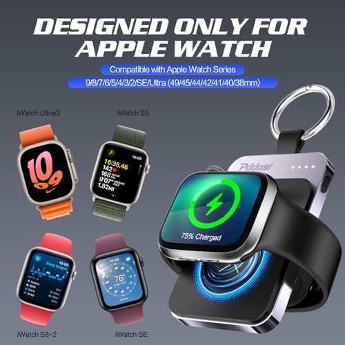 Compact Magnetic Apple Watch Charger Power Bank – 1500 m Ah Keychain Fast Charging Solution for All Models (Series 2-10, SE, Ultra) – Ultimate Portability and Enhanced Compatibility for On-the-Go Lifestyle
