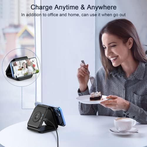 RTOPS 3-in-1 Magnetic Wireless Charging Station for i Phone, Apple Watch, and Air Pods – Compact Ga N Travel Charger with Enhanced Speed and Compatibility for i Phone 16/15/14/13/Pro/Max, Air Pods 4/3/2/Pro – All-in-One Solution for Ultimate Convenience and Efficiency
