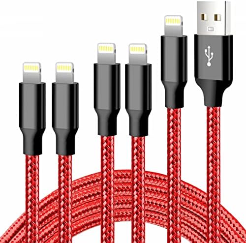Premium 5-Pack i Phone Charger Set: MFi Certified Nylon Braided Fast Charging Cables (3 FT, 6 FT, 10 FT) for i Phone 14/13/12/11/X/Max/8/7/6/5/SE/i Pad – Unmatched Durability & Versatile Lengths for Every Lifestyle
