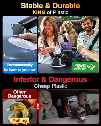 VANMASS 2025 Premium Car Phone Holder – Unmatched 85+ LBS Suction Power for Secure Hands-Free Navigation | Universal Compatibility with i Phone 16 Pro Max, 15, 14, 13 & Android Devices | Versatile Windshield, Dashboard & Air Vent Mount for Maximum Convenience | Durable Design Ensures Safe Driving Experience