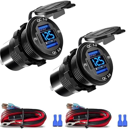 Versatile 12 V/24 V Dual USB Charger Socket – 3-Port Power Hub for Cars, Boats, RVs, and More – 2-Pack with Rapid Charging Capability and Waterproof Design for All Vehicle Types