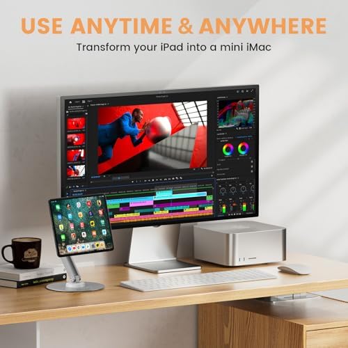 Versatile Magnetic i Pad Stand – Foldable Aluminum Alloy Tablet Holder with 360° Adjustable Rotation for Optimal Viewing and Enhanced Stability – Lightweight and Portable Accessory for Home and Office Use (Sleek Gray Finish)