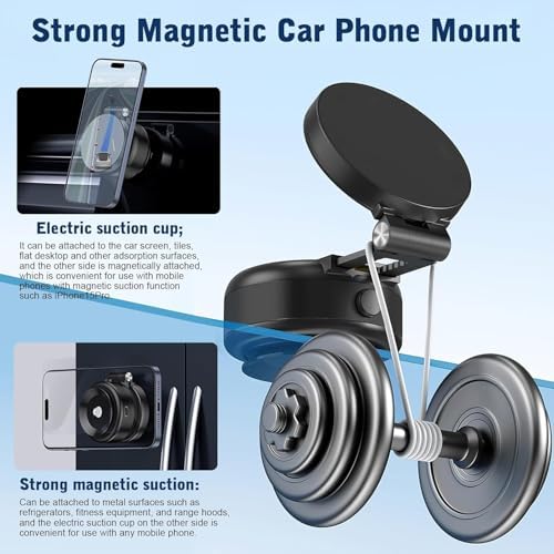 Revolutionary Electric Vacuum Magnetic Car Phone Mount – Hands-Free Adjustable Holder with Strong Suction Cup for Optimal Device Stability, Perfect for Smooth Surfaces (Sleek Silver Finish) – Experience Unmatched Convenience and Enhanced Compatibility