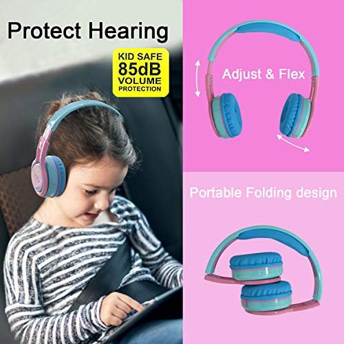 Vibrant Contixo KB-2600 Kids Bluetooth Headphones – Safe 85 d B Volume Limiting Over-Ear Design with Built-in Mic, FM Radio & Micro SD Slot – Portable Foldable Fun in Eye-Catching Green & Orange for Ultimate Audio Adventure