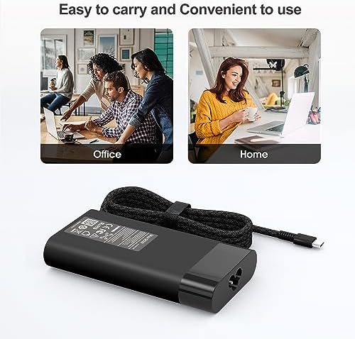 Ultra-Slim 65 W USB-C Laptop Charger for HP Spectre, Envy & Elite Series – Fast Charging AC Adapter for X360, Chromebook, and ZBook – Enhanced Compatibility & Travel Efficiency – Ideal Power Solution for Professionals and Students