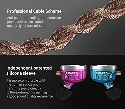 KZ ZSN Pro Dual Drivers Hi-Fi In-Ear Earphones with 1 BA & 1 DD – Exceptional Sound Clarity & Powerful Bass for Audiophile Musicians – Detachable Cable Design for Enhanced Customization & Compatibility – Ergonomic Fit for Long Listening Sessions