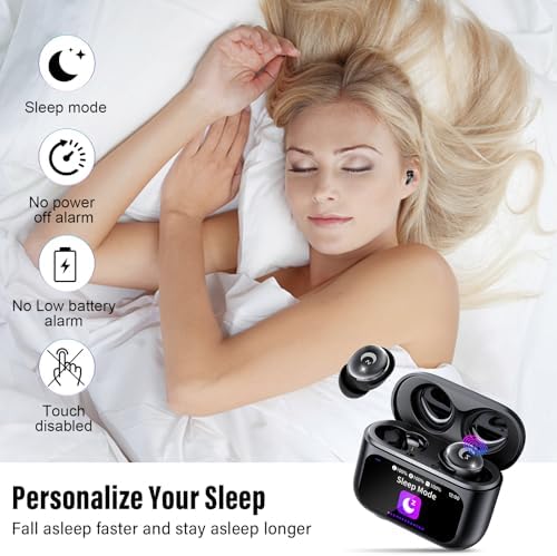 Revolutionary Bluetooth 5.4 Sleep Earbuds – Ergonomic Mini Headphones for Side Sleepers with 48 Hours Playtime, IPX7 Waterproof Design, Smart Touch Control, and 5 Custom EQ Modes – Stylish Blue Earbuds for Crystal-Clear Calls and Effortless Connectivity