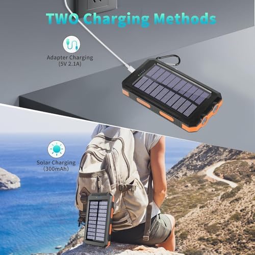 High-Capacity 39,800 m Ah Solar Power Bank: Ultra-Fast USB-C Charger with Emergency LED Light & Navigation Compass – Ideal for Adventurers & Daily Users Seeking Reliable Energy Solutions