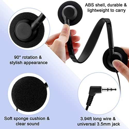 Yunsailing 30-Pack Adjustable Classroom Headphones – Durable 3.5 mm Bulk Earphones for Kids and Adults, Lightweight Design in Classic Black for Enhanced Educational Engagement and Group Activities