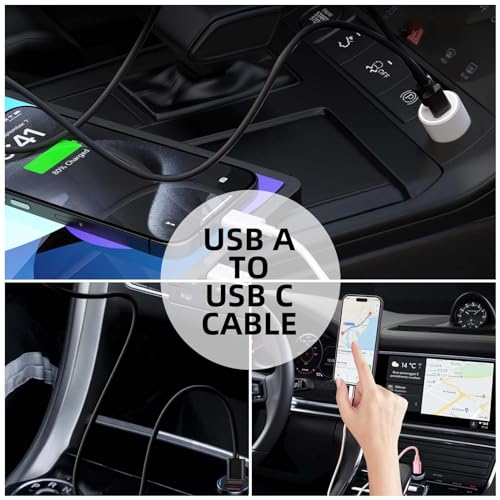 4 Pack Carplay USB A to USB C Cable for iPhone 16E 15 16, 16 Pro Max, 16 Plus Car Charger, iPad Pro 12.9/11, iPad 10 Generation, iPad Air 5 Generation/4 Gen, Mini 6 Generation Car Fast Charging Cord – Enhanced Compatibility and Speed