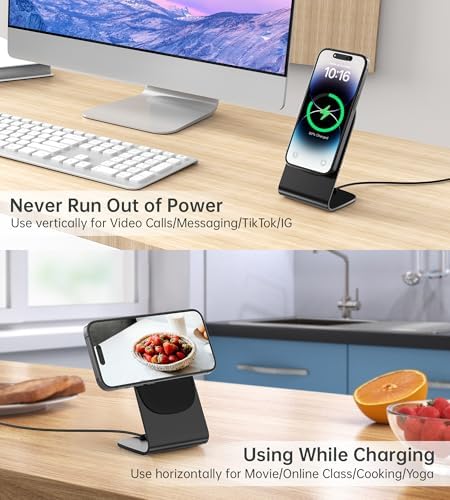 Elevate Your Charging Experience: Premium Magnetic Wireless Charger for i Phone 16/15/14/13/12 with 20 W USB-C Adapter – Fast, Elegant, and Versatile Charging Stand/PAD in Luxurious Gold – Enhanced Compatibility for Pro Max, Plus, Mini Models with 5 ft Cable for Ultimate Flexibility