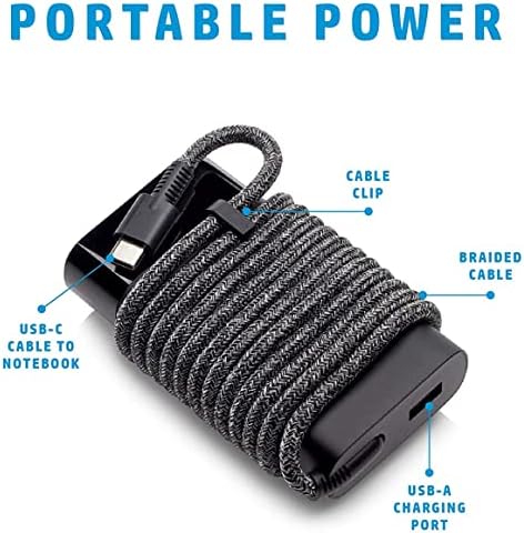 Ultra-Fast 65 W Slim USB-C Travel Charger for HP Spectre, Elite Book & Chromebook – Rapid Charging Power Adapter with Enhanced Compatibility & Versatile Output for On-the-Go Professionals