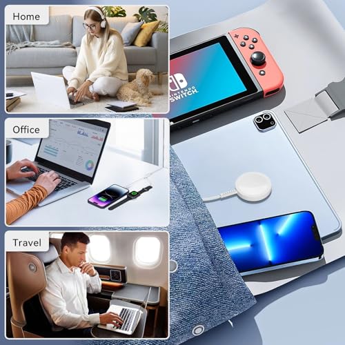 Elevate Your Charging Experience: Dual-Function 6 ft Magnetic USB C Charger for Apple Watch & i Phone 15/16 – High-Speed 20 W Power Block Included, Effortless Magnetic Alignment for All Series, Ideal for Home and Travel Use