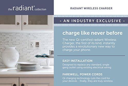 Legrand Radiant RWC826 Premium Wireless USB Charger – Qi-Certified Fast Charging Hub with 15 Amp Tamper-Resistant Outlets & Type A USB Port – Sleek White Design for Effortless Device Powering in Home & Office Environments