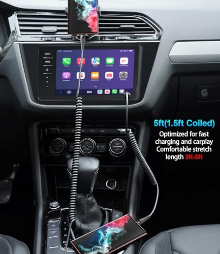 USB C to C 100W 3ft, 2Pack Coiled USB C Charger Cable for Car, Short Type C USBC Fast Charging Cable for iPhone 16/15/Pro/Plus/Pro Max/Samsung Galaxy S23, Compatible All Type C Devices – Enhanced Compatibility and Speed