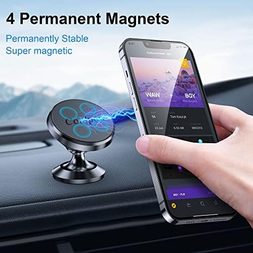 Introducing the Coolpow Magnetic Car Phone Holder – 2-Pack | Ultra-Strong Magnet for Secure Smartphone Mounting | 360-Degree Rotatable Dash Accessory for i Phone & Samsung | Includes 4 Versatile Metal Plates for Universal Compatibility | Effortless Installation for Safer Driving Experience | Enhance Your Car’s Interior with Sleek Design and Reliable Functionality | Ideal for Navigation, Hands-Free Calls, and Music Streaming | Elevate Your Automotive Accessories for Maximum Convenience and Safety on the Road