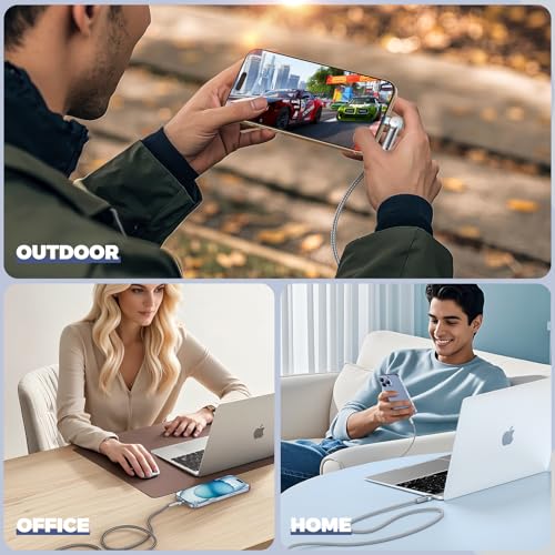 Elevate Your Charging Experience: 6.6 ft USB C to USB C Cable 2-Pack with 240 W Power Delivery and 180° Rotating Connector – Durable Braided Design for Fast Charging i Phone 16, Mac Book Air, i Pad Pro, Pixel, and Samsung Galaxy S23/S24 in Sleek Light Grey – Ultimate Compatibility and Functionality