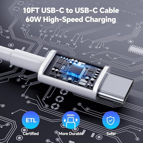 Compatible with iPhone 16/15 Charger Fast Charging, Dual Port 20W USB C Wall Charger Block Type C to Type C 10ft Long USB C Fast Charing Cable for Phone 15/16/Pro Max/Pro/PlusPad Pro/Air/Android – Enhanced Compatibility and Speed