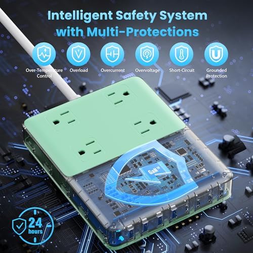 Revolutionize Your Charging Setup with the 12-in-1 USB C Power Strip – 200 W Ga N IV Fast Charger with 4 AC, 4 USB-A, and 4 USB-C Ports, Perfect for Mac Book and i Phone 16/15/14 – 5 ft Cord for Ultimate Flexibility in Home and Office Environments