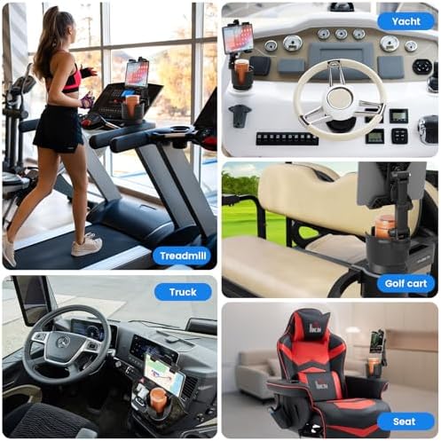 Premium OHLPRO 360° Adjustable Cupholder Tablet Mount for Trucks – Versatile i Pad & Samsung Tab Holder with Integrated Drink Holder, Perfect for Road Trips & Travel Accessory – Elevate Entertainment on the Go