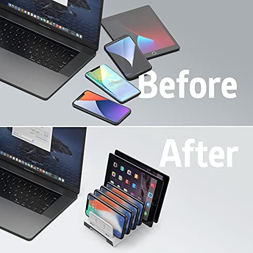 Unitek Universal Adjustable Multi-Device Organizer Dock Stand – Versatile Holder for i Phone, i Pad, Kindle, Fire Tablet, Samsung Galaxy & More – Non-Slip Base & Lightweight Design for Home, Office & Travel – Optimize Device Clutter with Enhanced Viewing Angles