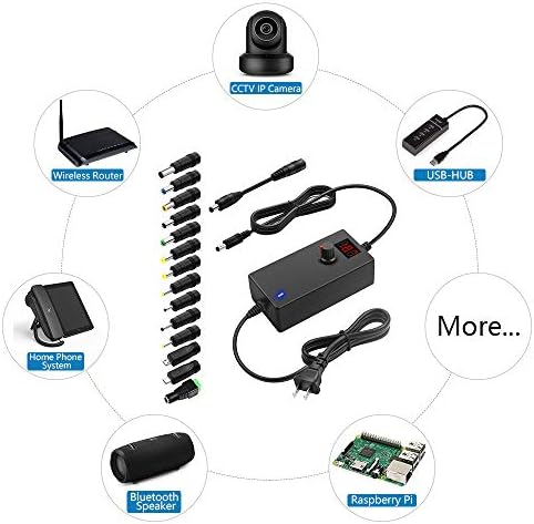 SHNITPWR Universal AC to DC Power Adapter – 48 W Adjustable Voltage Converter (3 V to 24 V) with 14 Interchangeable Tips & Polarity Converter for Maximum Device Compatibility and Efficient Performance, Ideal for Electronics Enthusiasts and Professionals