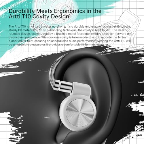ARTTI T10 High-Performance In-Ear Earphones – Precision 14.2 mm Planar Drivers Delivering Superior Audio Clarity – Perfect for Audiophiles, Gamers, and Musicians Demanding Exceptional Sound Quality and Device Versatility