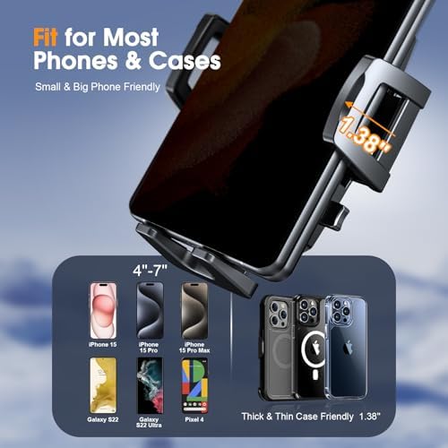 Versatile 360° Adjustable Car Phone Holder Mount – Ultimate Dashboard, Windshield & Vent Stand for i Phone 16, 15 Pro Max & Samsung – Secure Anti-Slip Grip for Safe Hands-Free Navigation & Effortless One-Hand Operation – Enhanced Compatibility for All Smartphone Models