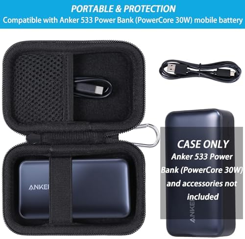 Khanka Portable Charger Hard Case for Anker 533 & Nano Power Banks – Ultimate Travel Protection with Custom Fit Design, Lightweight Durability, and Enhanced Compatibility for Seamless Charging on the Go