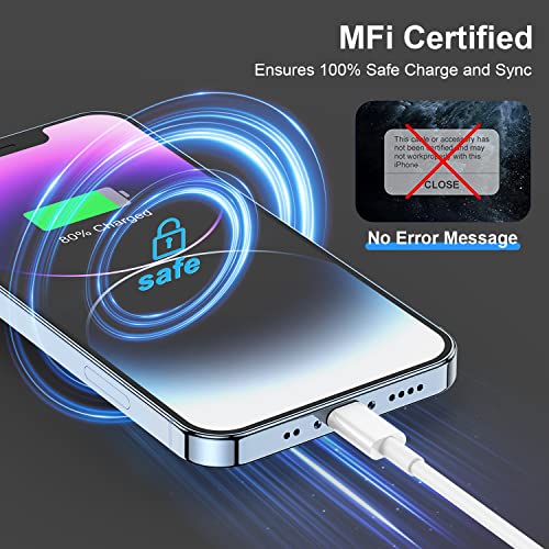 Dual Pack 10 ft USB C to Lightning Charger Cables – Apple MFi Certified for i Phone 14, 13, 12, 11 Pro/Max/Mini & SE – Fast Charging & Data Transfer with Durable Reinforced Design – Perfect for Home, Office & On-the-Go Use