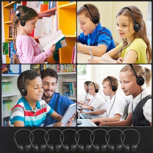 Bulk 10 Pack Kids Headphones for Classroom Use – Durable Wired Audio Solution with Adjustable Fit and Universal 3.5 mm Jack – Perfect for Enhanced Learning and Fun for Children of All Ages – Tangle-Free Comfort for Toddlers to Teens
