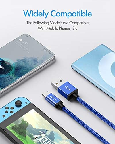 USB Type C Cable 5Pack (3/3/6/6/10FT), Nylon Braided USB C Cable Fast Charger Cord for iPhone 16/15, Samsung Galaxy S24 S23, LG V30 V20 G5 G6, PS5, Google Pixel, Redmi, HTC – Enhanced Compatibility and Speed