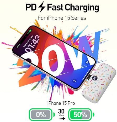 Compact i WALK 4,800 m Ah Portable Charger – High-Speed 18 W PD Power Bank with Built-in USB-C for Seamless Charging of i Phone 15/16/Pro/Max & Samsung Galaxy S25/S24/S23 – Ideal Travel Companion for On-the-Go Power Solutions