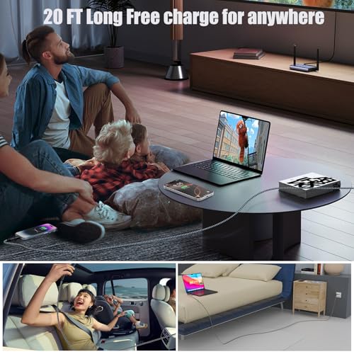 20 FT Ultra-Long i Phone Charger Cable – Fast 60 W 2-in-1 USB-C & Lightning Charging Cord for i Phone 16/15/14/13/12/11, i Pad & Mac Book – Durable Braided Design for Home, Office & Outdoor Use – Unmatched Flexibility and Rapid Power Delivery