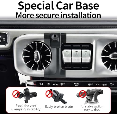 Premium 360-Degree Rotating Car Phone Holder for 2019-2024 Mercedes Benz G-Class Models – AMG G63, G65, G500, G550, G580 | Luxury Dashboard Mount for Secure Mobile Navigation and Elegant Interior Enhancement | Ultimate Compatibility and Hands-Free Safety Accessory