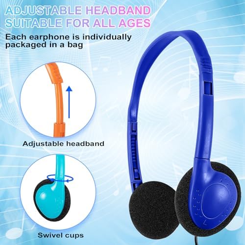 Bulk Kids Headphones – 25-Piece Classroom Audio Package for Enhanced Learning – Lightweight Adjustable On-Ear Design with Universal Device Compatibility in Sleek Black – Perfect for Engaging Group Activities and Extended Listening Comfort – Durable and Affordable Solution for Students and Adults