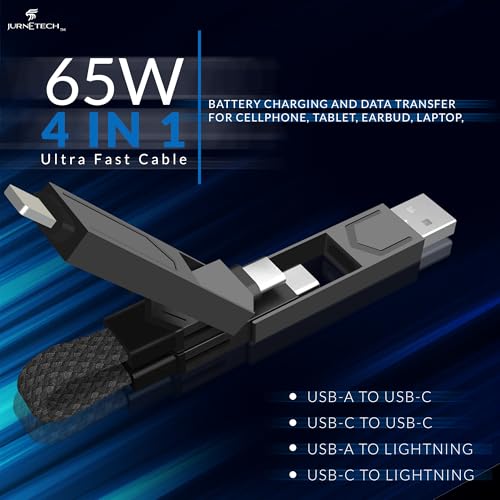 Magnetic 4 in 1 Multi Charging Cable with LED Display, Portable Keychain Charger, Fast as lightning charging/Type C/USB A/USB C Ports for iPhone iPad Mac, AirPods Samsung Google, (65W) (Red) – Enhanced Compatibility and Speed