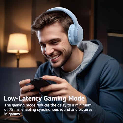TOZO Bluetooth 5.4 Over-Ear Headphones – Unmatched 70-Hour Playtime, Tailored EQ for Personalized Audio Experience, Rich Deep Bass for Immersive Sound, Travel-Friendly Foldable Design, Integrated Microphone for Clear Voice Calls & Ultra-Low Latency for Flawless Streaming – Advanced Noise Cancellation & Broad Compatibility Options