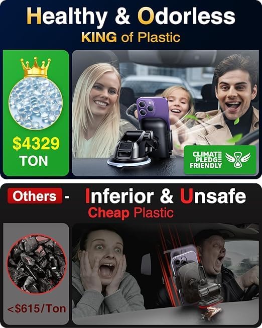 VANMASS Military-Grade Car Phone Holder – Maximum Durability for i Phone 16, 15 Pro Max, 14, 13 & Android Devices – Ultimate Dashboard, Windshield & Vent Mount with Secure Suction & Clip Mechanism for Safe Navigation – 360-Degree Adjustable Viewing for Effortless Access – Heavy-Duty Cell Cradle for Confident Driving