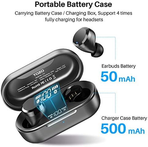 TOZO T12 Advanced Wireless Earbuds – Bluetooth 5.3 Noise Cancelling Headphones with ENC Mic, Unmatched 55-Hour Playtime, App-Customizable EQ, IPX8 Waterproof Protection, LED Display for Optimal Sound Experience – Perfect for Music Lovers and Active Lifestyles