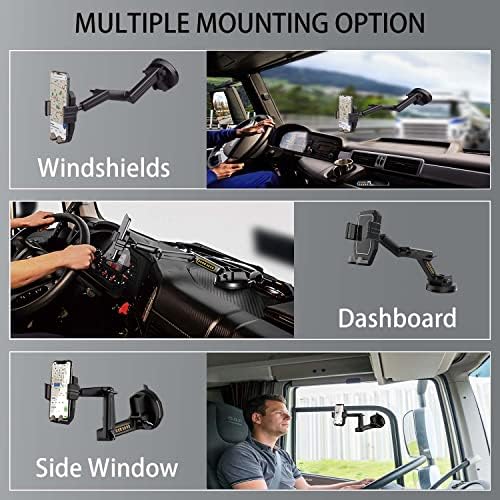 Ultimate Truck Phone Holder Mount with 16.9-Inch Long Arm – Super Suction Cup Dashboard & Windshield Accessory for Pickup and Commercial Trucks, Ensuring Enhanced Compatibility for All Smartphones and Unmatched Driving Safety