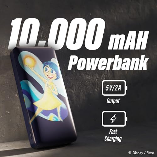 Disney Pixar Inside Out 2 10,000 m Ah Power Bank – Universal Portable Charger for All USB Devices – Quick Charge Battery Pack Gift for Kids, Teens, Men & Women – Fun and Functional Accessory for On-the-Go Power Solutions