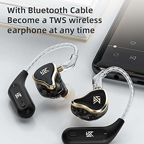Linsoul KZ ZAS Premium Hybrid IEM Earbuds – Exceptional 7 BA + 1 DD Hi-Fi Bass Headphones for Audiophiles and Gamers – Ergonomic Design, Robust 2-Pin Cable, and Integrated Microphone for Enhanced Communication and Immersive Sound Experience