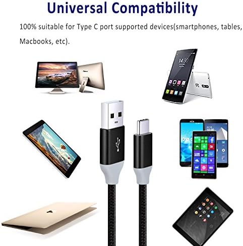 10 ft USB C Fast Charging Cable 3-Pack – Durable Nylon Braided Type C Charger for Android & i Phone 16/15 Pro Max, Samsung Galaxy S25/S24/S23 – Enhanced Performance, Versatile Compatibility & Rapid Data Transfer
